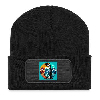 Pinguin - Recycelte Patch Beanie - Schwarz - Vorne