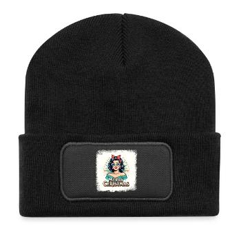 Retro Weihnachten Pin-Up T-Shirt - Recycelte Patch Beanie - Schwarz - Vorne