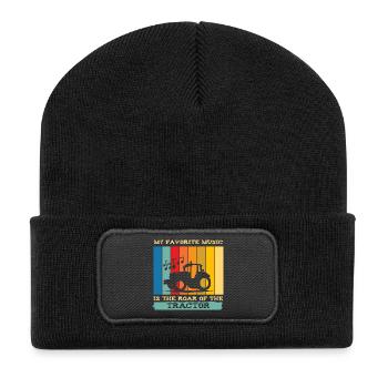 Music on the Farm: Tractor in rainbow colors - Recycled Patch Beanie - black - Front