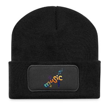 Musik und Noten - Recycelte Patch Beanie - Schwarz - Vorne