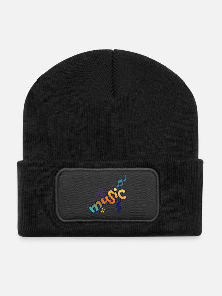 Musique et notes - Beanie recyclé à patch - noir