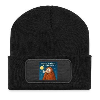 Nachts ist kälter als draußen  - Recycelte Patch Beanie - Schwarz - Vorne