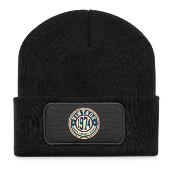 Vintage 1974 Retro Birthday Year 1974 Gift - Recycled Patch Beanie - black - Front