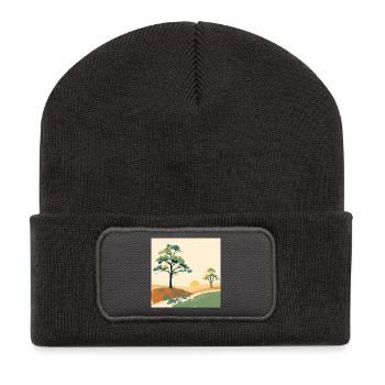Pastel Sunset Trees - Recycled Patch Beanie - dark grey - Front