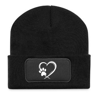 patte de cœur - Beanie recyclé à patch - noir - Devant