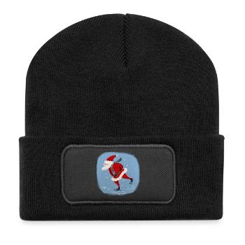 Le Père Noël sur les coureurs - Beanie recyclé à patch - noir - Devant