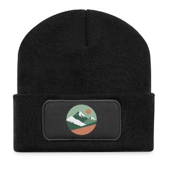 Montagne scandinave | Couleurs nordiques - Beanie recyclé à patch - noir - Devant