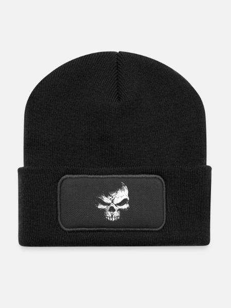Evil Skull – Dark Grinning Beast - Recycelte Patch Beanie - Schwarz