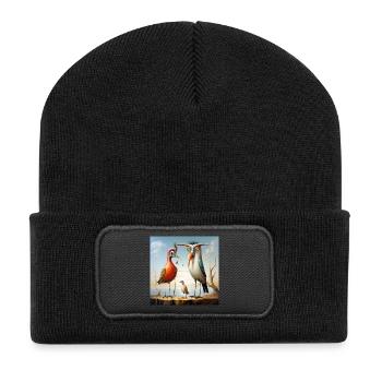 Desert birds in sunset - Recycled Patch Beanie - black - Front