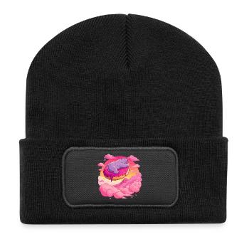 Polar bear on donut in the sea of clouds - Recycled Patch Beanie - black - Front