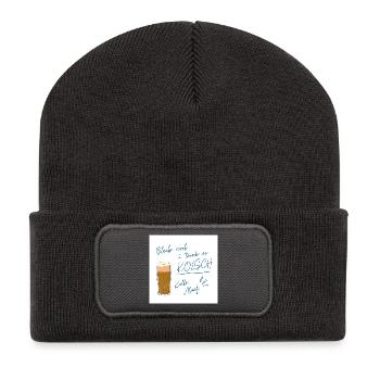 Bleib cool Kölsch Design, Karneval ein Leben lang  - Recycelte Patch Beanie - Dunkelgrau - Vorne