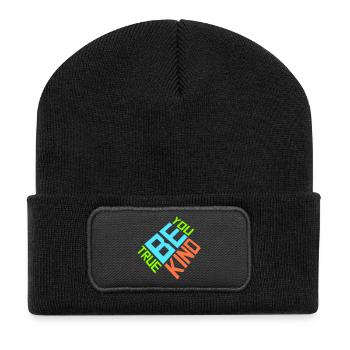 Sois gentil, sois sincère, sois toi-même, un amour de soi inspirant - Beanie recyclé à patch - noir - Devant
