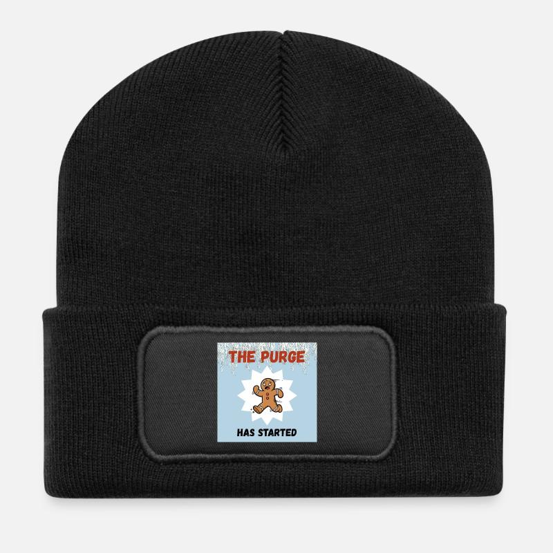 Gingerbread Man, Cookies, the Purge, Christmas - Recycled Patch Beanie - black