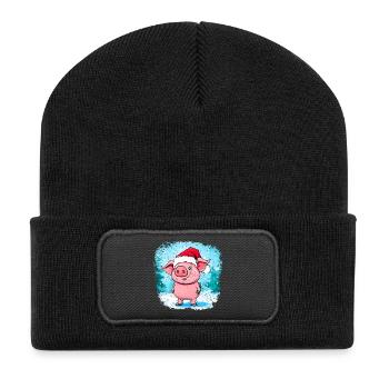 Piggy Christmas - Recycled Patch Beanie - black - Front