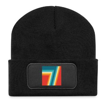 Colorful Retro Stripes Geometry - Recycled Patch Beanie - black - Front
