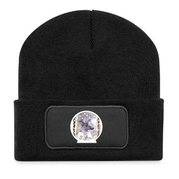 Cerf-boule à neige - Beanie recyclé à patch - noir - Devant
