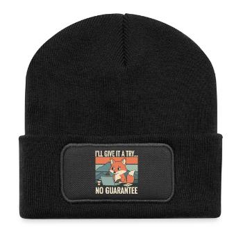 Ich probier's mal – Fuchs Laptop Humor - Recycelte Patch Beanie - Schwarz - Vorne