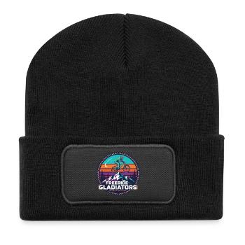 Freeride Gladiators Peak Fahrt - Recycelte Patch Beanie - Schwarz - Vorne