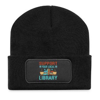 Book Lover Gift for Library - Recycled Patch Beanie - black - Front
