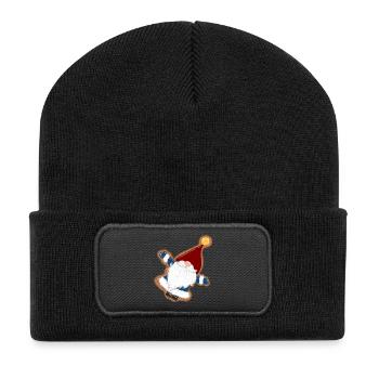 KeksSanta im Lebkuchenrahmen - Recycelte Patch Beanie - Schwarz - Vorne