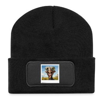 Eccentric Bird with Spectacle Lenses - Recycled Patch Beanie - black - Front