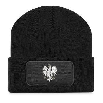 Polen Polska Adler Fahne Traditionell Geschenk - Recycelte Patch Beanie - Schwarz - Vorne