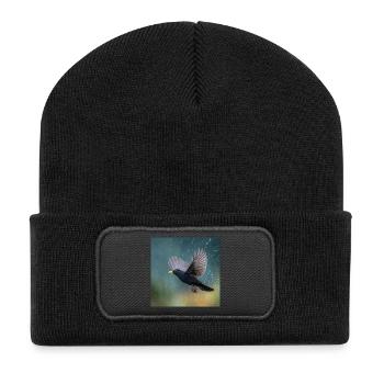 Merle noir sous la pluie Grive noire sous la pluie printanière - Beanie recyclé à patch - noir - Devant
