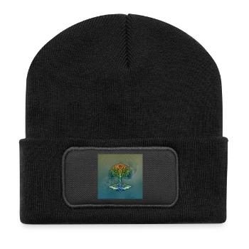 Geflochtener Regenbogenbaum - Recycelte Patch Beanie - Schwarz - Vorne