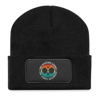 Tischtennisspieler Geschenke Tischtennis Outfits - Recycelte Patch Beanie - Schwarz - Vorne