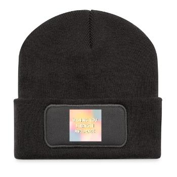 Kraft Frieden wünschen - Recycelte Patch Beanie - Dunkelgrau - Vorne
