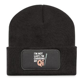 Ich bin nicht faul, ich lade mein Qi auf. Akupunkteur - Recycelte Patch Beanie - Dunkelgrau - Vorne