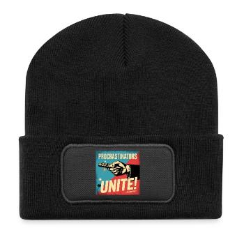 Les procrastinateurs s’unissent... Demain - Procrastique drôle - Beanie recyclé à patch - noir - Devant