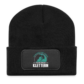 Bouldern Geschenke Klettern Kletterer Boulderer - Recycelte Patch Beanie - Schwarz - Vorne