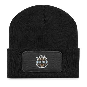 Ich fahre Diesel, weil Super bin ich selber - Recycelte Patch Beanie - Schwarz - Vorne