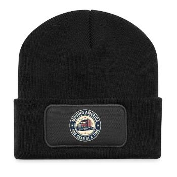 Camion Moving America Truck, chauffeur routier américain - Beanie recyclé à patch - noir - Devant