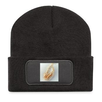 Plume Éthérée Lumineuse – Symbole de Lumière - Beanie recyclé à patch - charbon - Devant