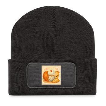 Paris Breakfast Cuddle - Recycled Patch Beanie - dark grey - Front