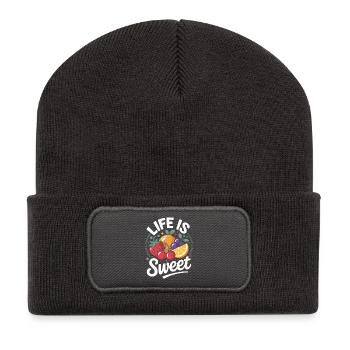 Life Is Sweet - Recycelte Patch Beanie - Dunkelgrau - Vorne