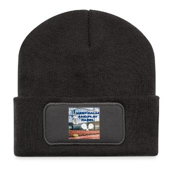 Reste calme et joue au padel - Beanie recyclé à patch - charbon - Devant