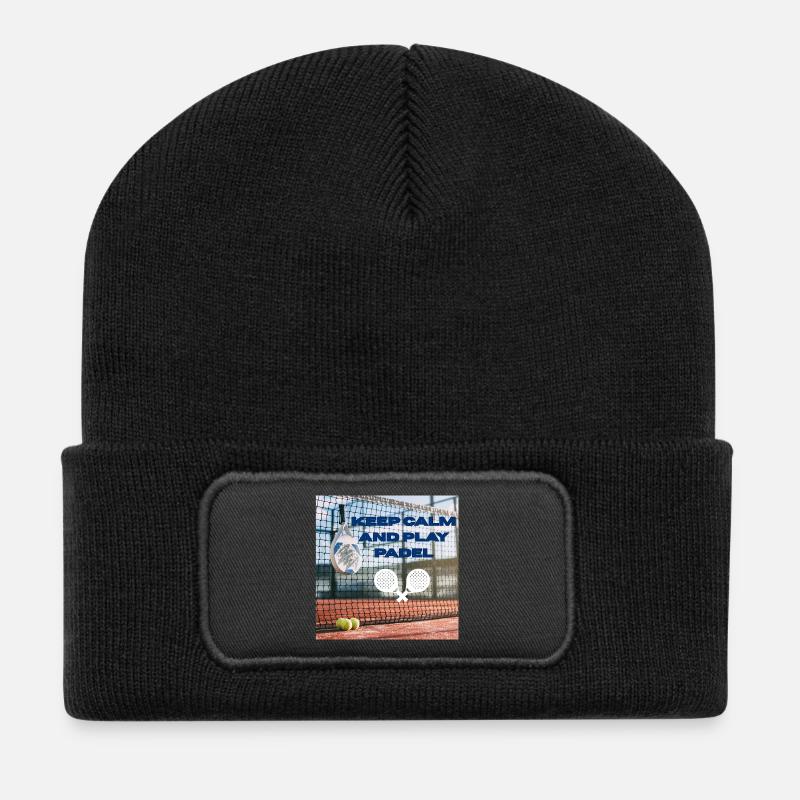 Keep calm and play padel - Recycelte Patch Beanie - Schwarz