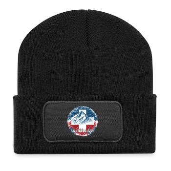 Schweiz Swiss Suisse Switzerland Wintersport Berge - Recycelte Patch Beanie - Schwarz - Vorne