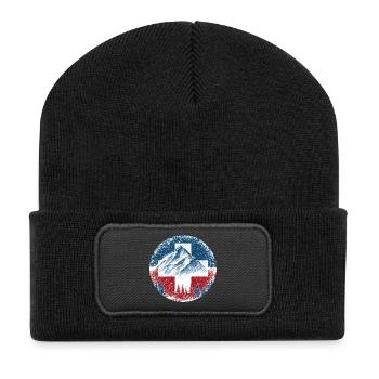 Schweiz-Swiss-Switzerland-Wintersport-Ski-Berge - Recycelte Patch Beanie - Schwarz - Vorne