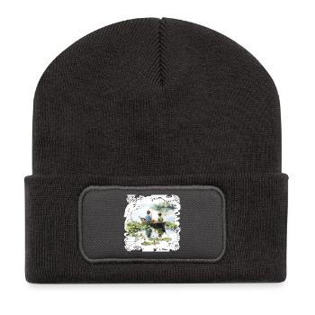 Souvenirs d’enfance Excursion en bateau à l’étang aux nénuphars - Beanie recyclé à patch - charbon - Devant
