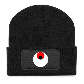 3 circles, white, red and black - Recycled Patch Beanie - black - Front