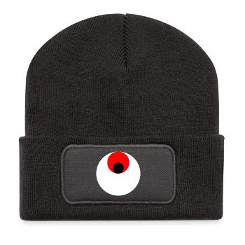 3 circles, white, red and black - Recycled Patch Beanie - dark grey - Front