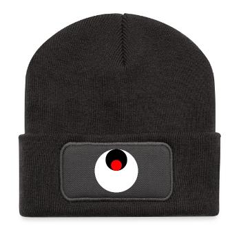 3 circles, white, black and red - Recycled Patch Beanie - dark grey - Front