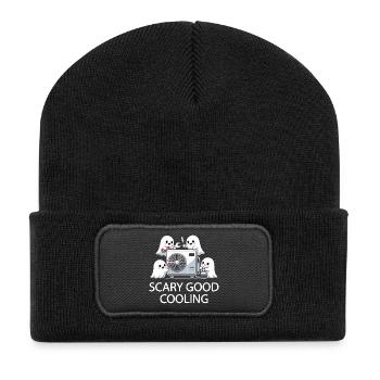 Halloween Geist HVAC Design - Scary Good Cooling - Recycelte Patch Beanie - Schwarz - Vorne
