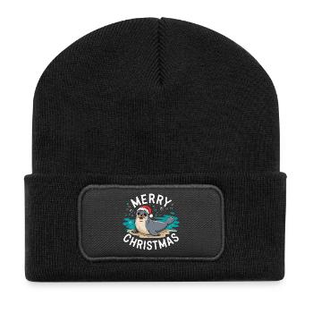 Joyeux Noël Mignon Phoque de Noël - Beanie recyclé à patch - noir - Devant