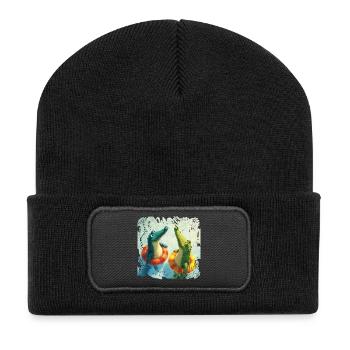 Crocodiles dans un duo aquatique - Beanie recyclé à patch - noir - Devant