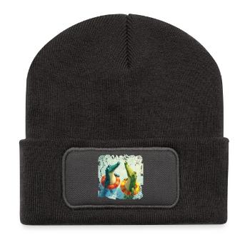 Krokodile im Wasserspaß Duo - Recycelte Patch Beanie - Dunkelgrau - Vorne